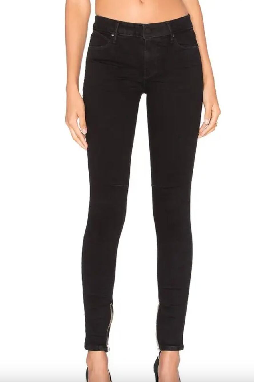 RtA Alexa Skinny Jeans Womens 28 Black Creep Wash Ankle Zip Denim Stretch